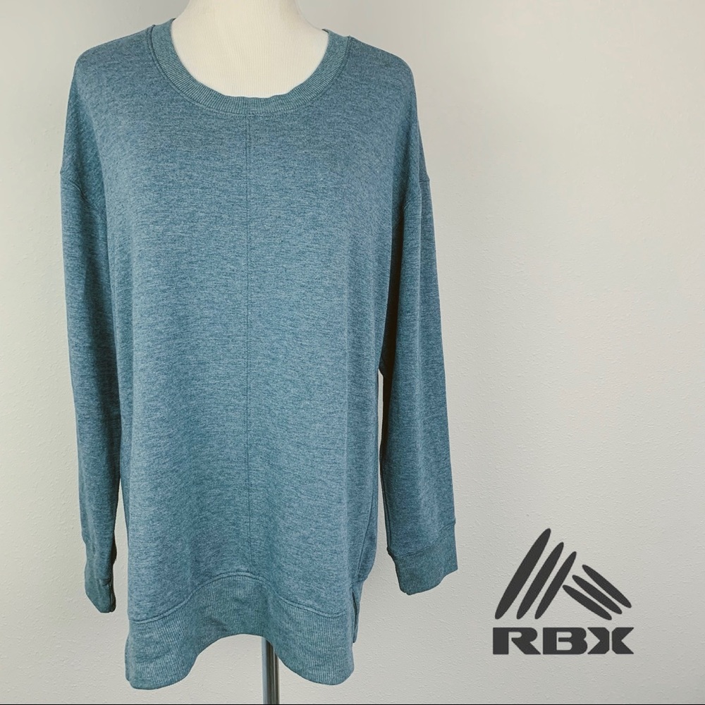 RBX Prime Everyday Sweatshirt Teal Blue Seam Detail Slouchy Pullover Large‎